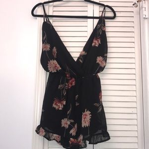 Black floral romper